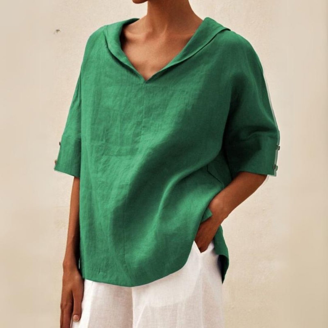 Blusa de algodón y lino "Camilla"