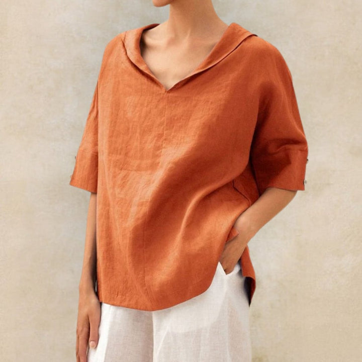 Blusa de algodón y lino "Camilla"