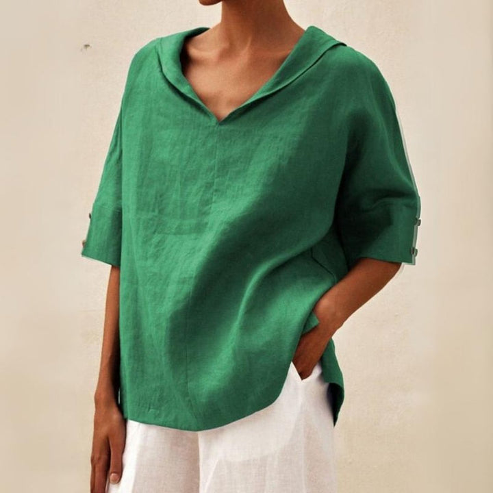 Blusa de algodón y lino "Camilla"