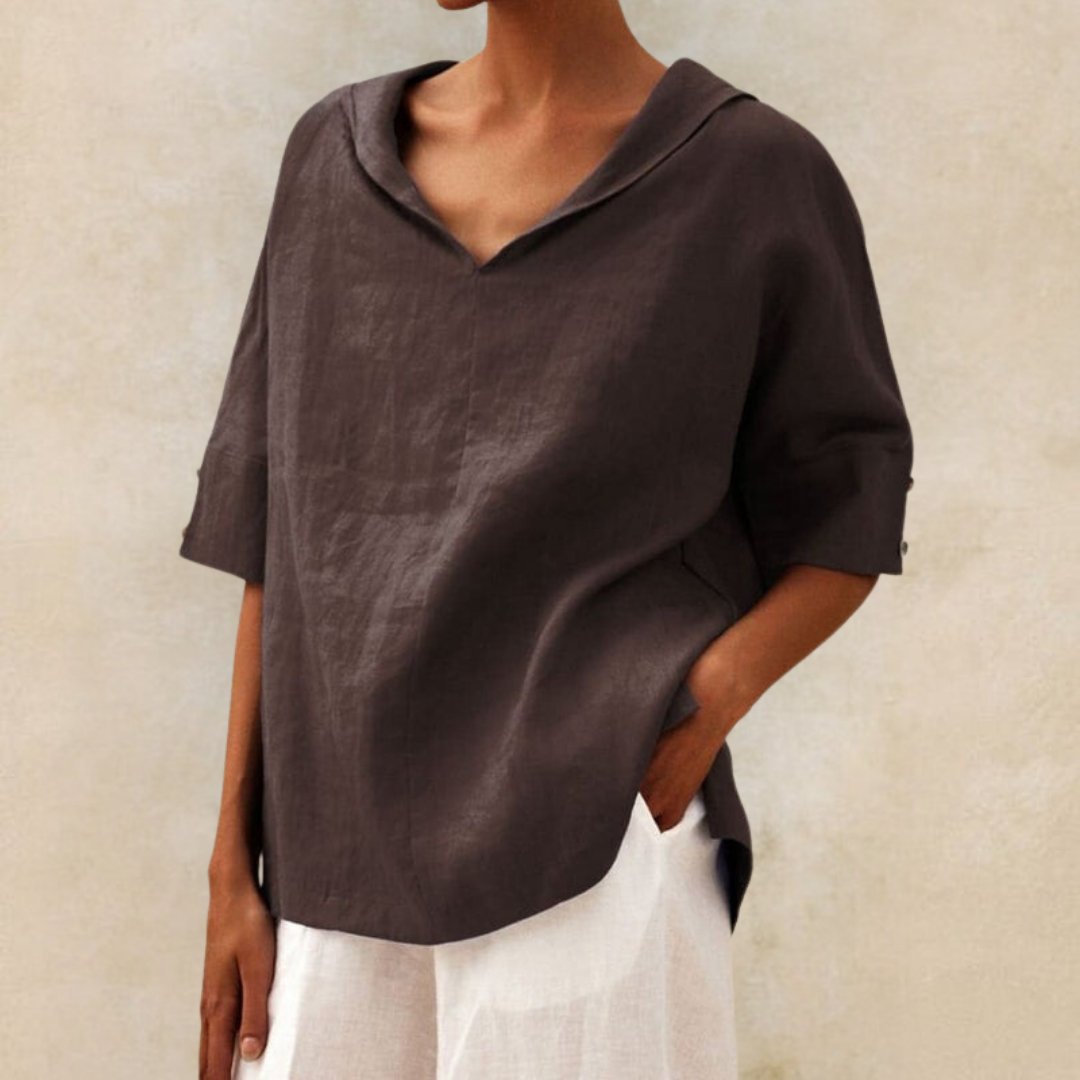 Blusa de algodón y lino "Camilla"