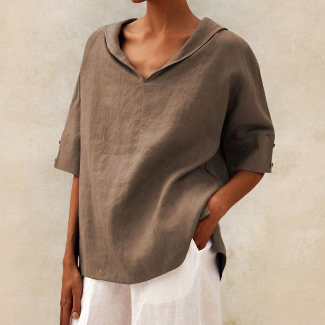 Blusa de algodón y lino "Camilla"