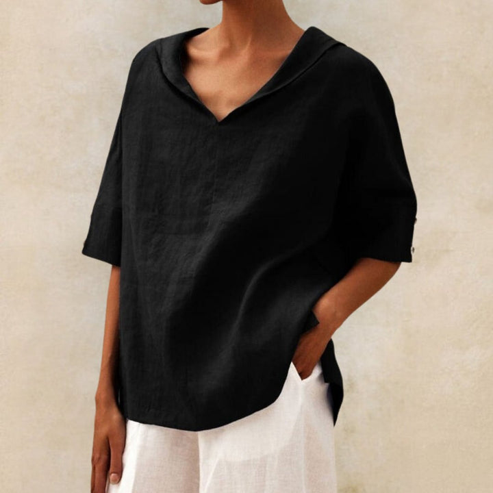 Blusa de algodón y lino "Camilla"