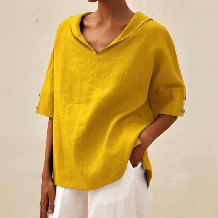 Blusa de algodón y lino "Camilla"