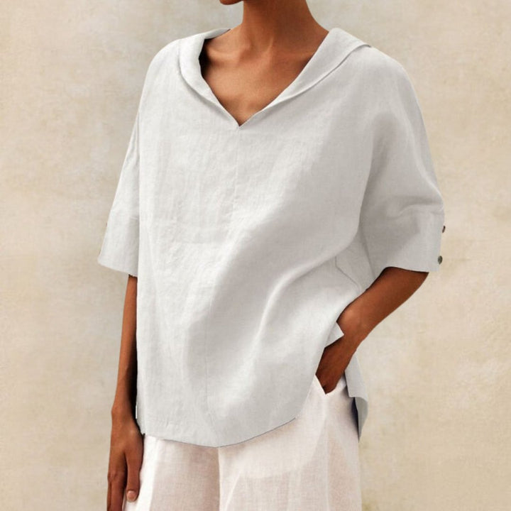 Blusa de algodón y lino "Camilla"